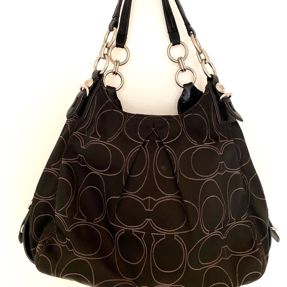Coach Handbag, black with silver accents, great condition